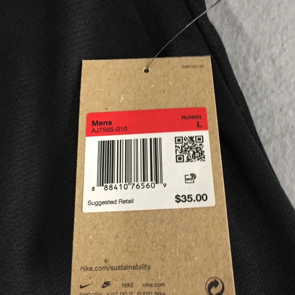 Nike Mens Dri-FIT Miler Running Shirt Black Reflective AJ7565-010 Size L NEW